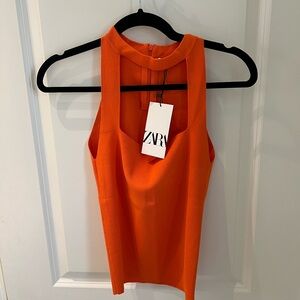 ZARA Orange Cut out Tank Top